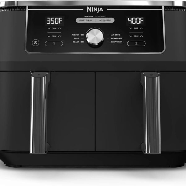 Ninja DualZone 2-Basket Air Fryer, 8-Qt, Smart Finish & Match Cook, 6 Cooking Functions, Cook 2 Foods 2 Ways and Finish at the