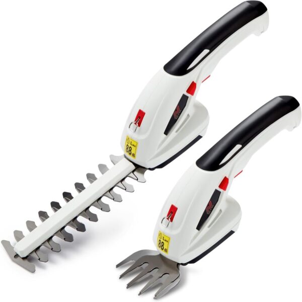 2-in-1 Cordless Hedge Trimmer & Grass Shear 7.2V 1500mAh 17cm Blade Black White