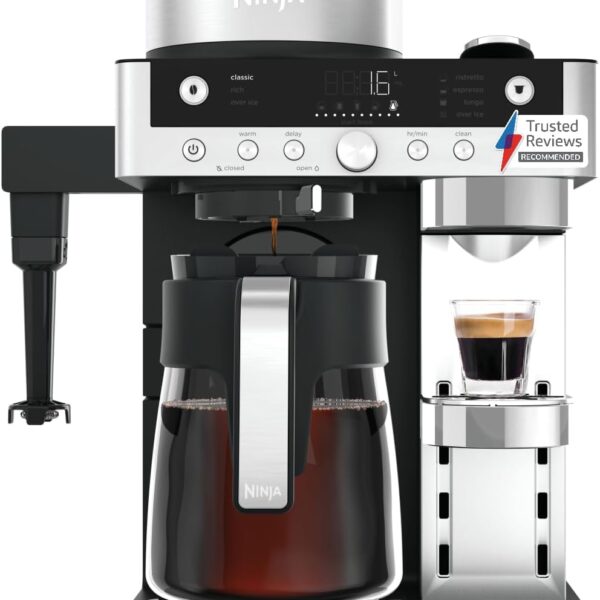 2-in-1 Filter Coffee And Pod Capsule Machine 1.8L Built-in Milk Frother Black