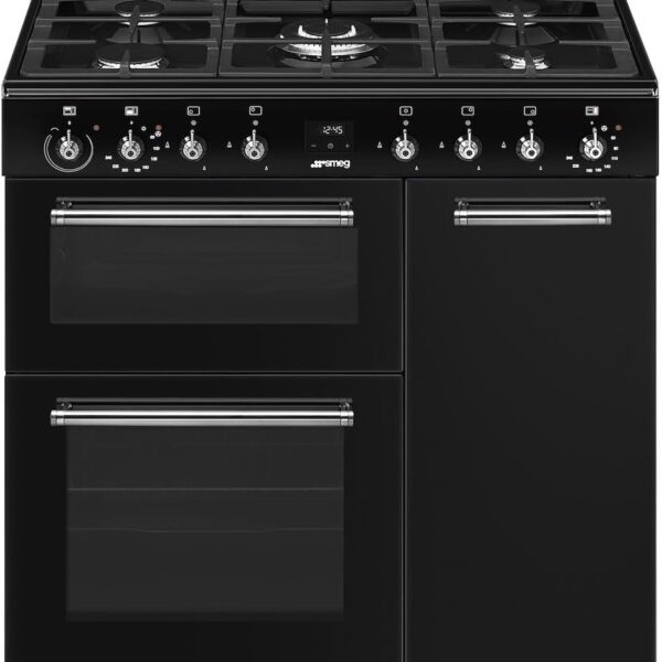 90cm Dual Fuel Range Cooker 61L Fan Convection Black