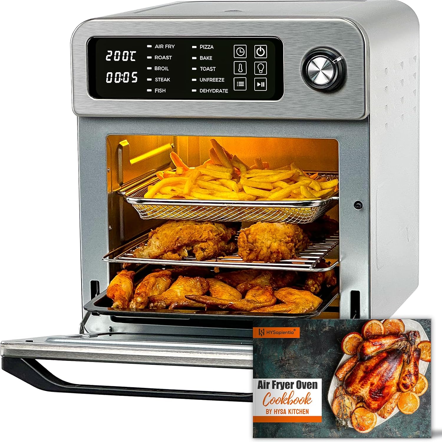 Air Fryer Oven 15L 1700W 10-in-1 Digital Knob Silver Air Fryer Oven 15L 1700W 10-in-1 Digital Knob Silver