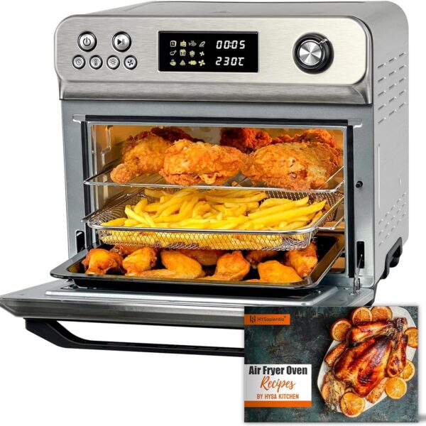 Air Fryer Oven 24L 1800W 10-in-1 Rotisserie Digital Knob Silver