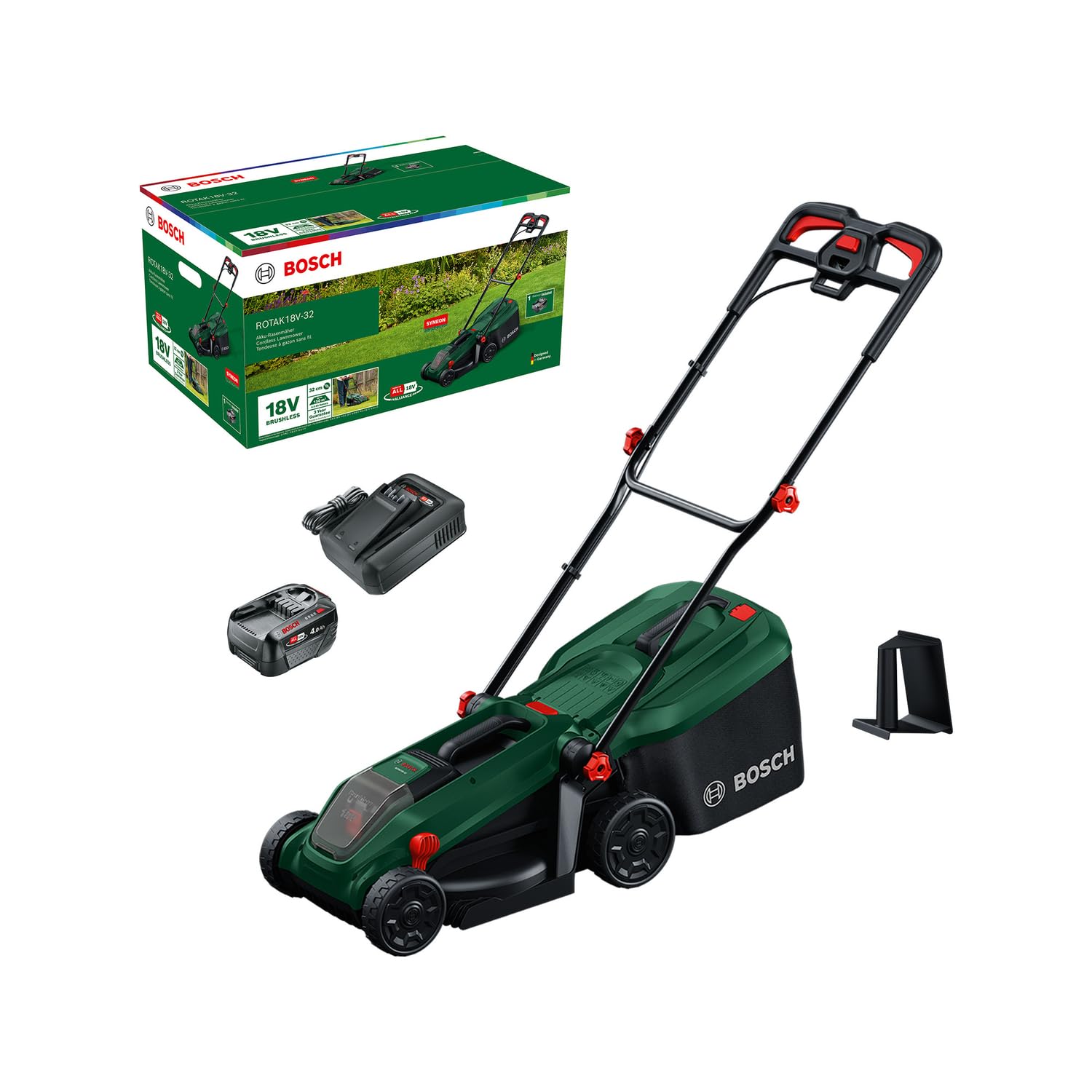 Cordless Lawn Mower 32cm 35L Grass Bag Mulch Plug Green Cordless Lawn Mower 32cm 35L Grass Bag Mulch Plug Green