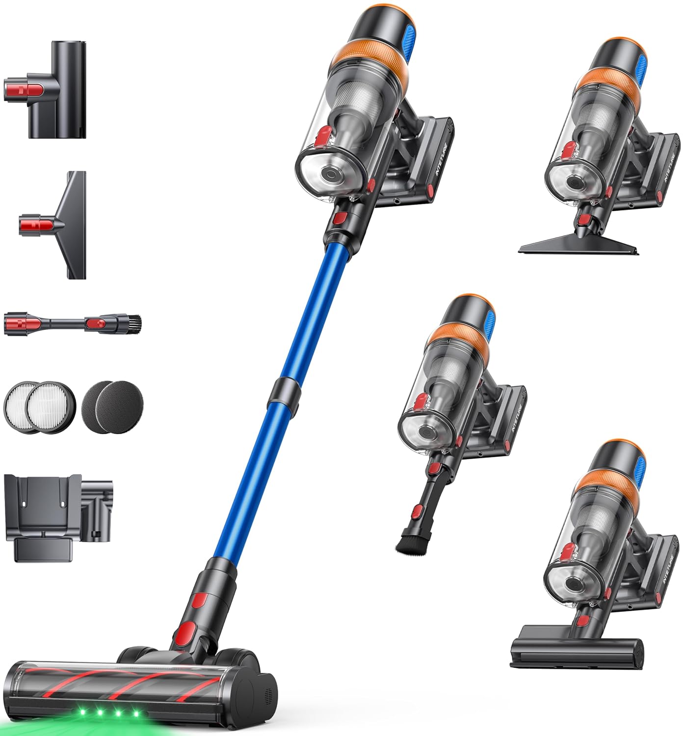 Cordless Stick Vacuum Cleaner 600W 50kPa Suction 65min Runtime Blue Cordless Stick Vacuum Cleaner 600W 50kPa Suction 65min Runtime Blue