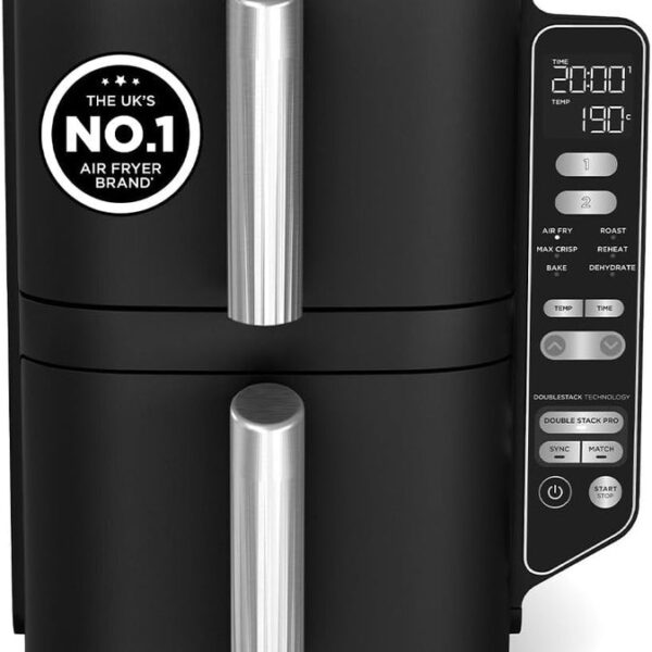 Double Stack Air Fryer 7.6L 2470W 6 Functions Black