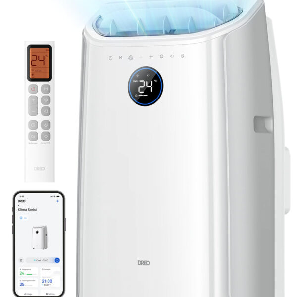 DREO 10000 BTU Portable Air Conditioner, 3-in-1 Cool/Fan/Dry Quiet AC Unit for Bedroom/Office, Smart App/Voice/Remote Control