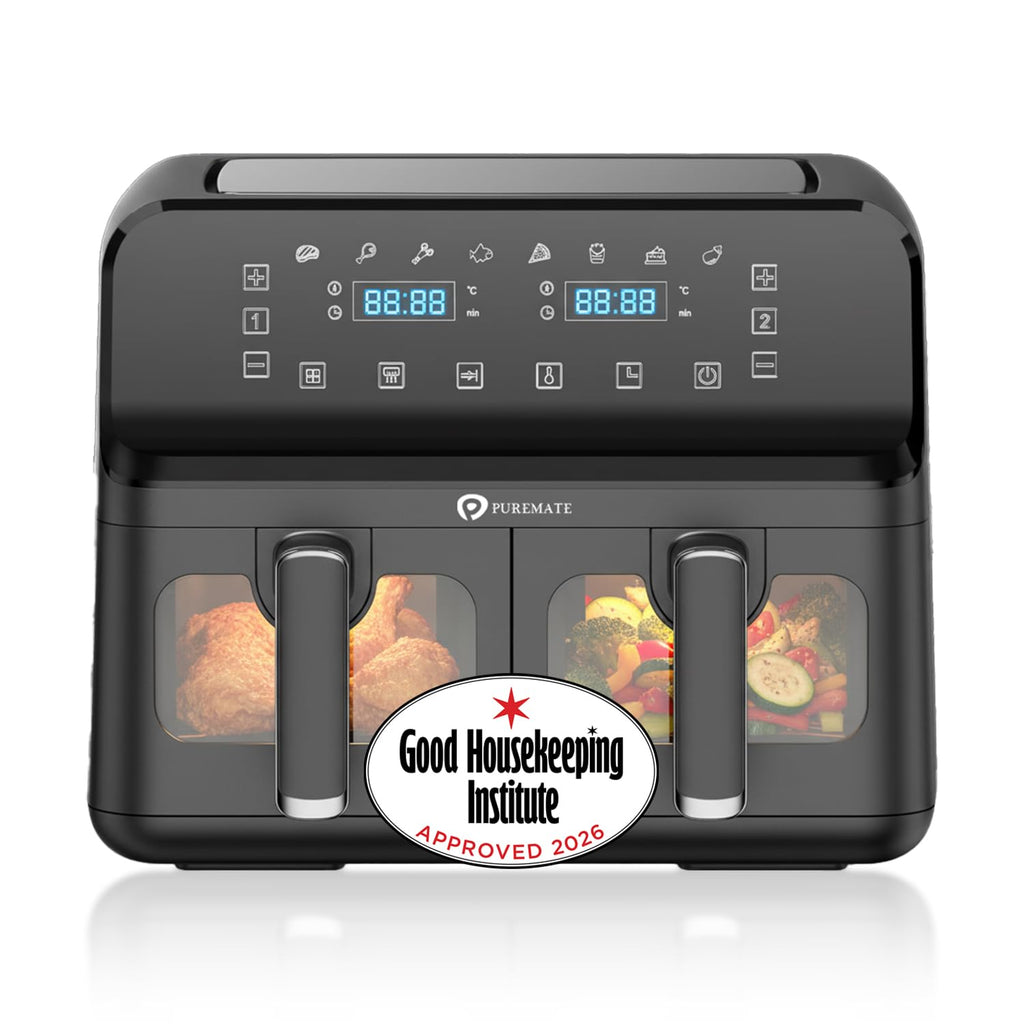 Dual Air Fryer 9L 2500W 8 Presets Digital Display Black Dual Air Fryer 9L 2500W 8 Presets Digital Display Black