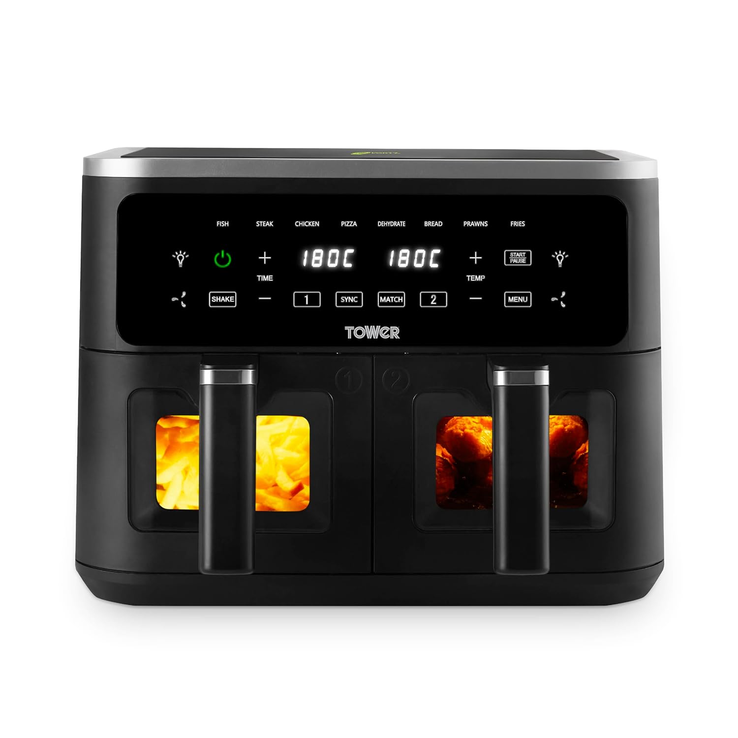 Dual Basket Air Fryer 9L 2400W 8 Presets Sync Function Black Dual Basket Air Fryer 9L 2400W 8 Presets Sync Function Black