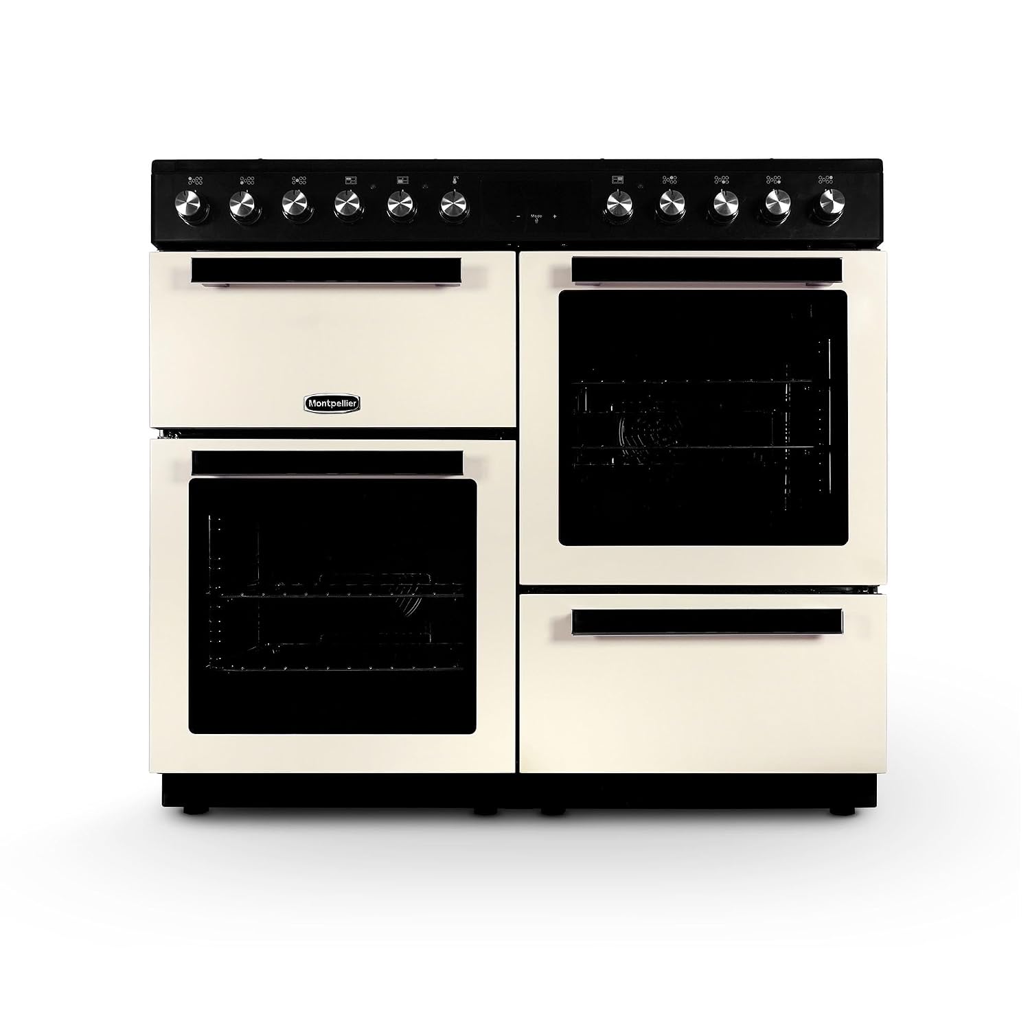 Dual Fuel Range Cooker 100cm Freestanding 7 Burners 2 Ovens Cream Dual Fuel Range Cooker 100cm Freestanding 7 Burners 2 Ovens Cream