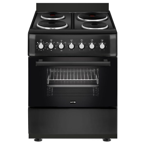 Electric Cooker 62L Oven 4 Hotplates Freestanding 60cm Matte Black
