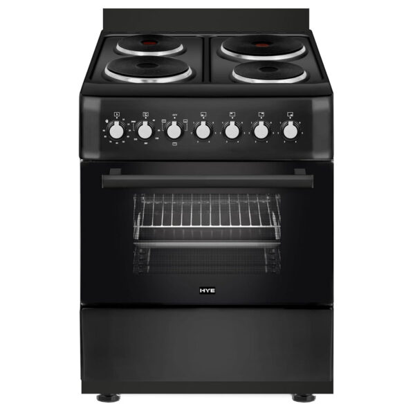 Electric Cooker 62L Oven 4 Hotplates Freestanding 60cm Matte Black