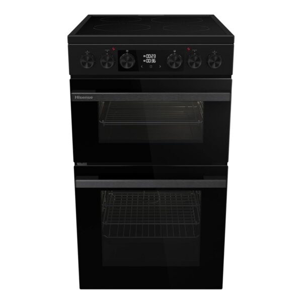 Electric Cooker 69L/43L Double Oven Air Fry Mode Ceramic Hob Black