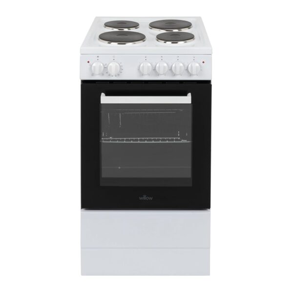 Freestanding Electric Cooker 62L 4 Solid Plate Hobs White