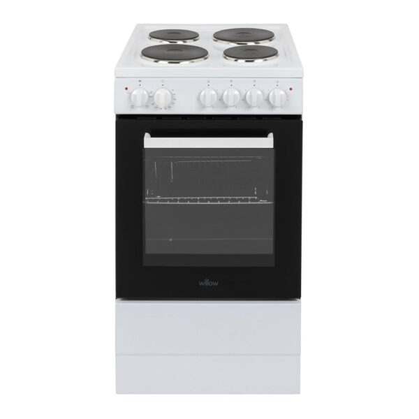 Freestanding Electric Cooker 62L 4 Solid Plate Hobs White
