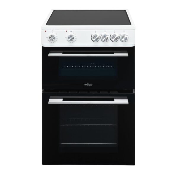 Freestanding Electric Cooker 68L Twin Cavity Ceramic Hob 4 Zones White