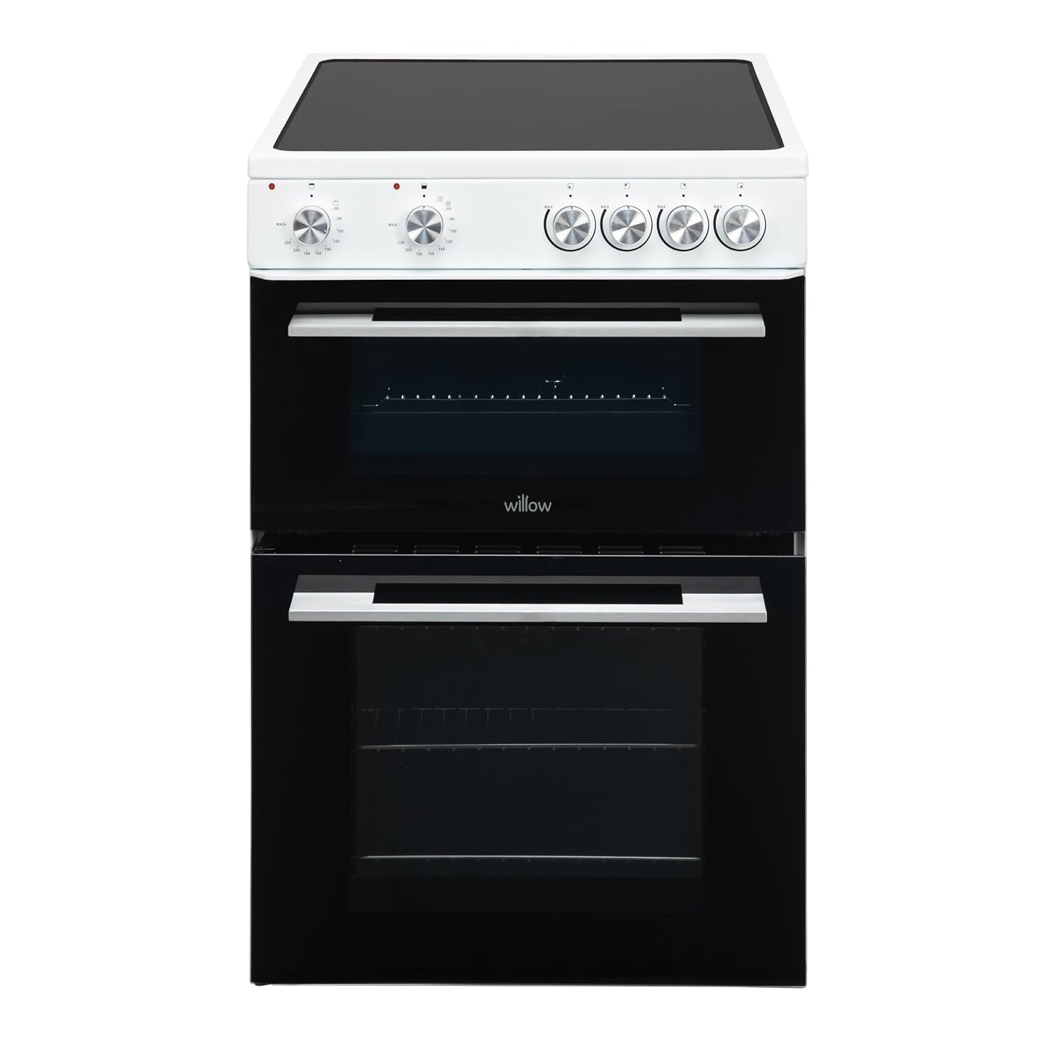 Freestanding Electric Cooker 68L Twin Cavity Ceramic Hob 4 Zones White Freestanding Electric Cooker 68L Twin Cavity Ceramic Hob 4 Zones White