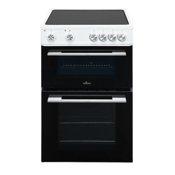 Freestanding Electric Cooker 68L Twin Cavity Ceramic Hob 4 Zones White