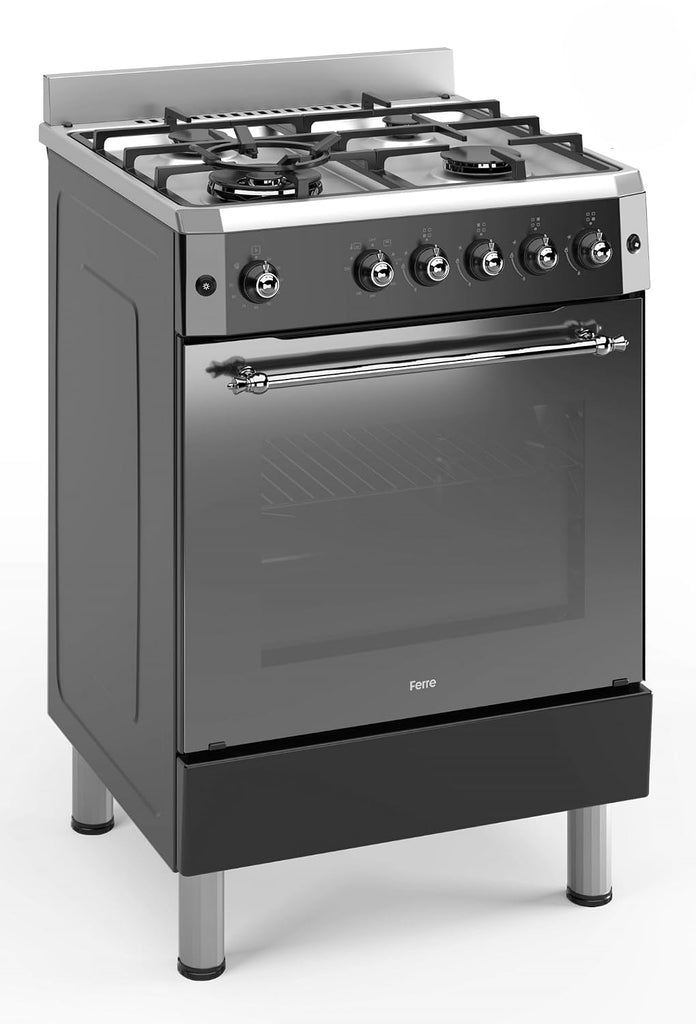 Freestanding Gas Cooker 59L 4 Burner Wok Burner Turbo Fan Stainless Steel Freestanding Gas Cooker 59L 4 Burner Wok Burner Turbo Fan Stainless Steel