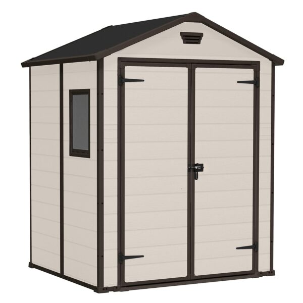 Garden Storage Shed 6 X 5 Ft Beige Resin Double Doors