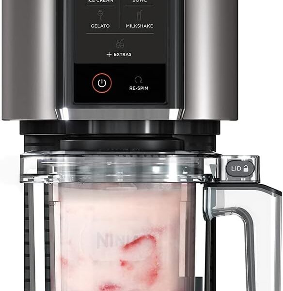 Ice Cream Maker 1.4L 7 Programs Makes Gelato Sorbet Smoothie Bowl Black Silver