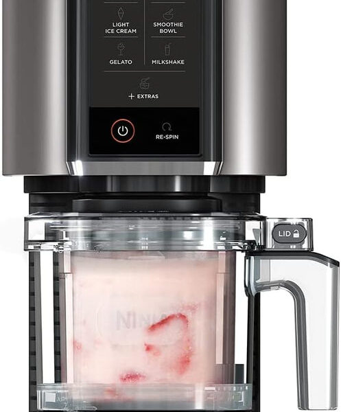 Ice Cream Maker 1.4L 7 Programs Makes Gelato Sorbet Smoothie Bowl Black Silver