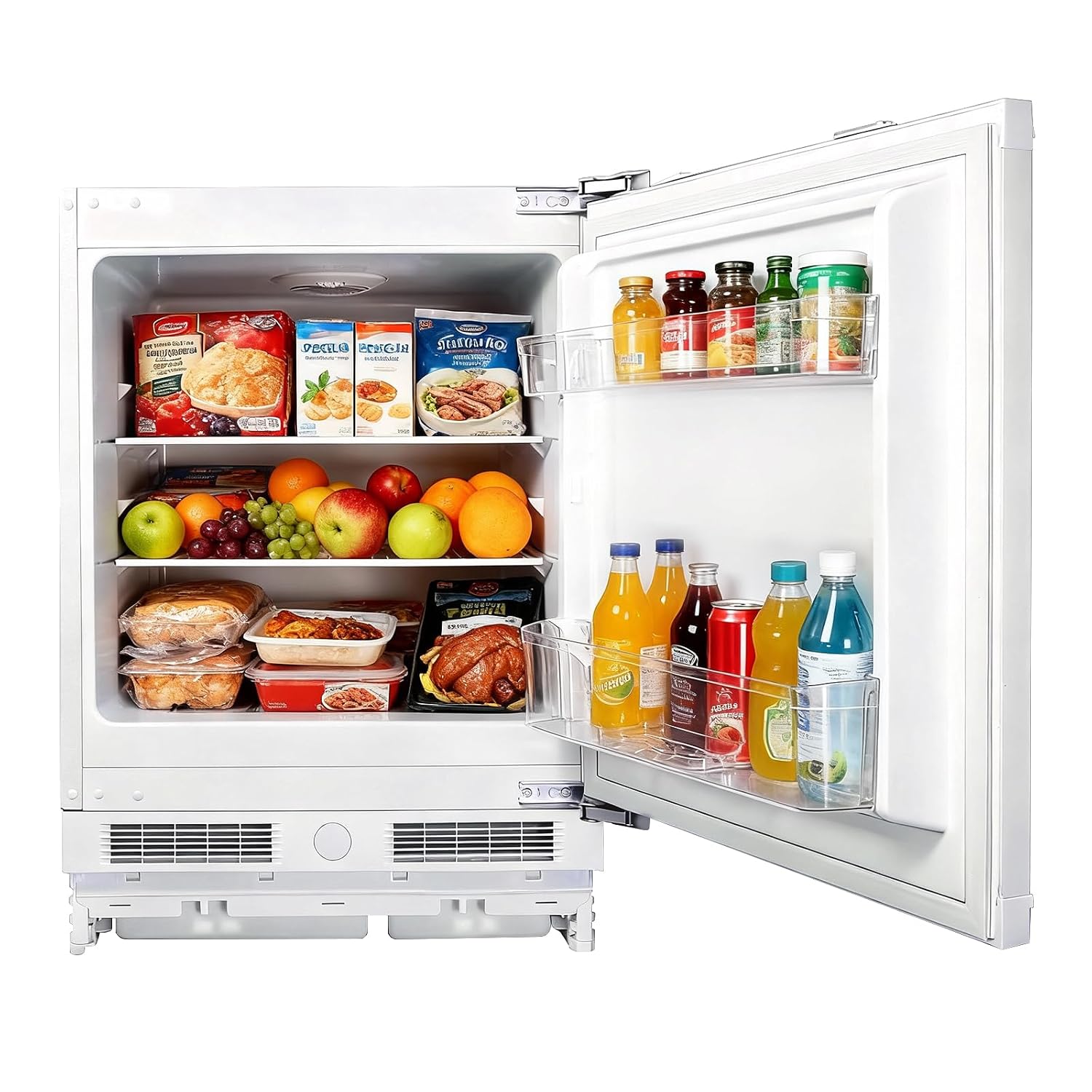 Integrated Under Counter Fridge 110L LED Light Reversible Door White Integrated Under Counter Fridge 110L LED Light Reversible Door White