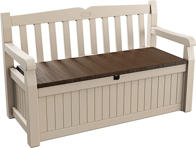 Keter Eden 265L Storage Bench - Beige And Brown Keter Eden 265L Storage Bench - Beige And Brown