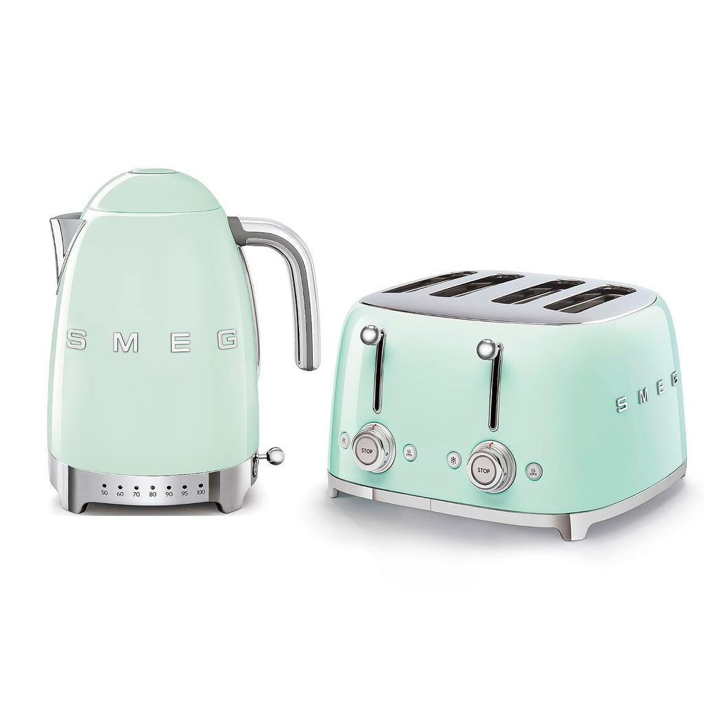 Kettle 1.7L 3kW Acoustic Alarm Pastel Green & Toaster 4 Slice 2kW Pastel Green Kettle 1.7L 3kW Acoustic Alarm Pastel Green & Toaster 4 Slice 2kW Pastel Green