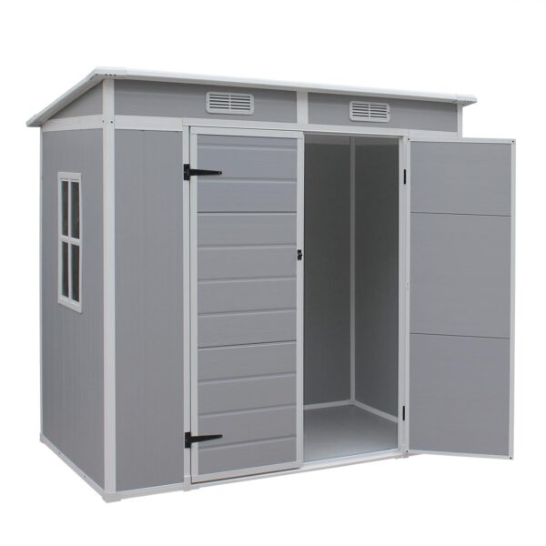 Outdoor Garden Storage Shed 6 X 4 Ft Grey Plastic Aluminium Frame