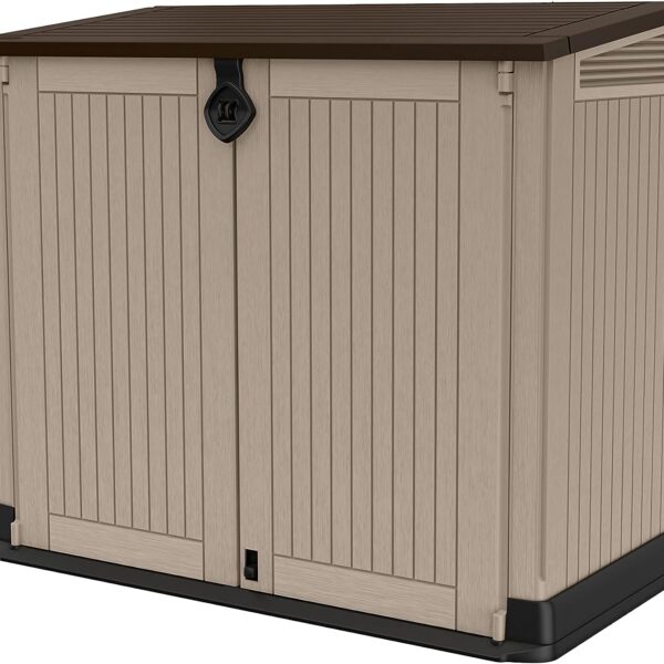 Outdoor Garden Storage Shed 845L Top And Front Opening Beige Brown