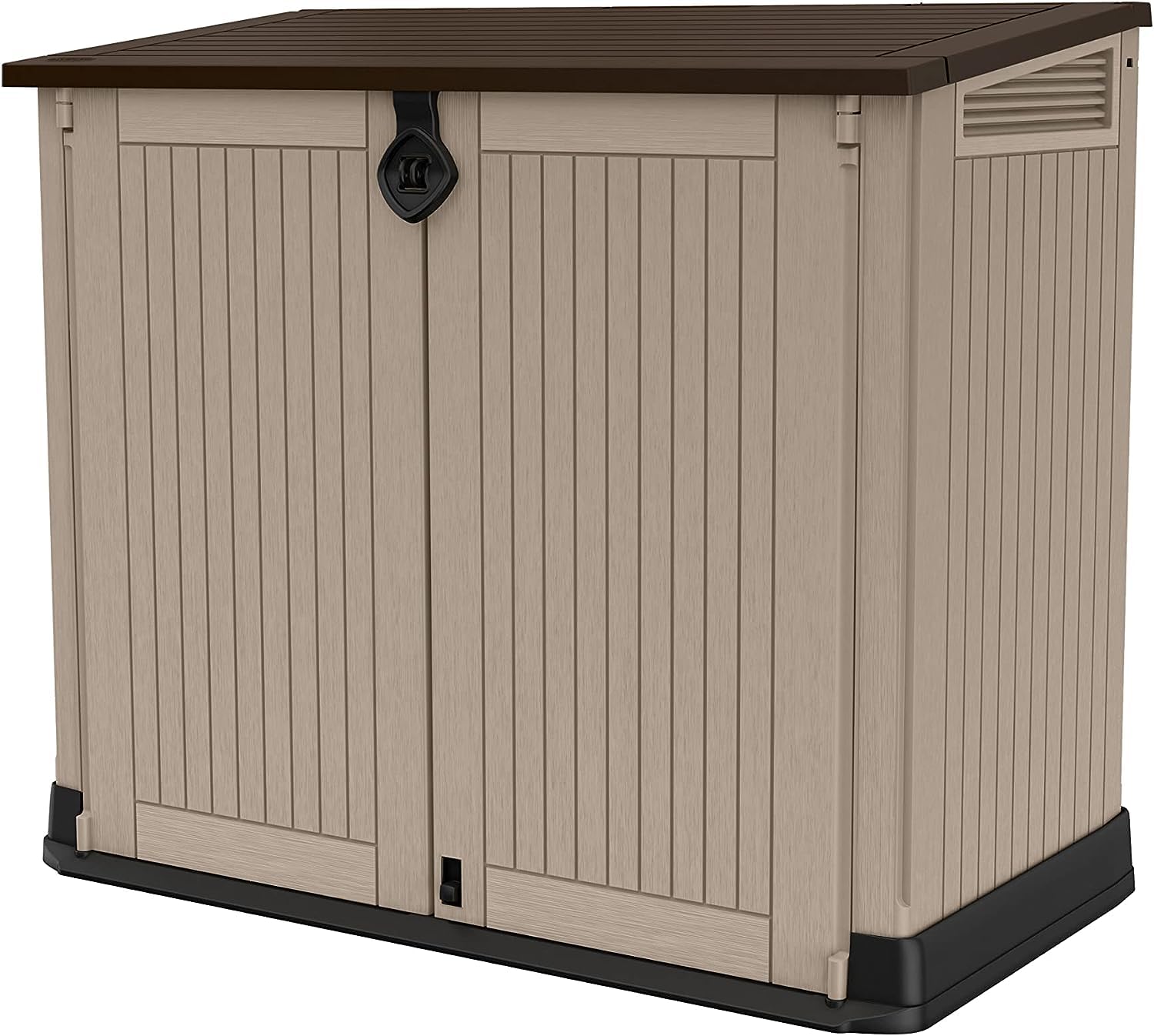 Outdoor Garden Storage Shed 845L Top And Front Opening Beige Brown Outdoor Garden Storage Shed 845L Top And Front Opening Beige Brown
