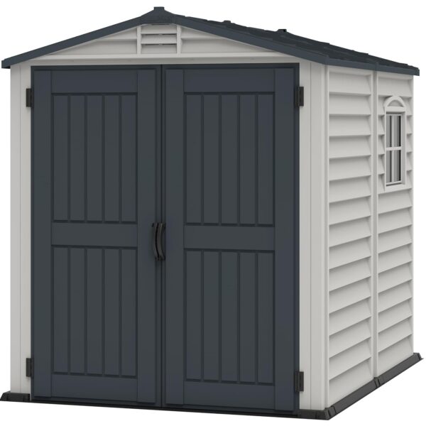 Plastic Garden Storage Shed 6 X 6 Ft Dark Grey Adobe Metal Roof