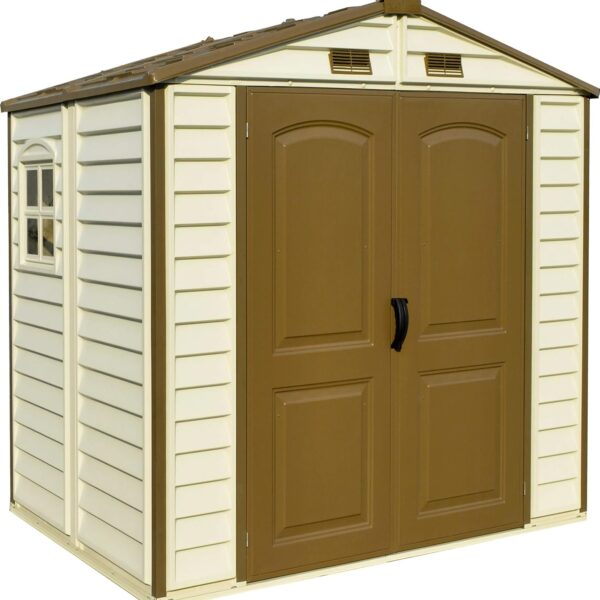 Plastic Garden Storage Shed 8 X 6 Ft Brown Double Doors Lockable