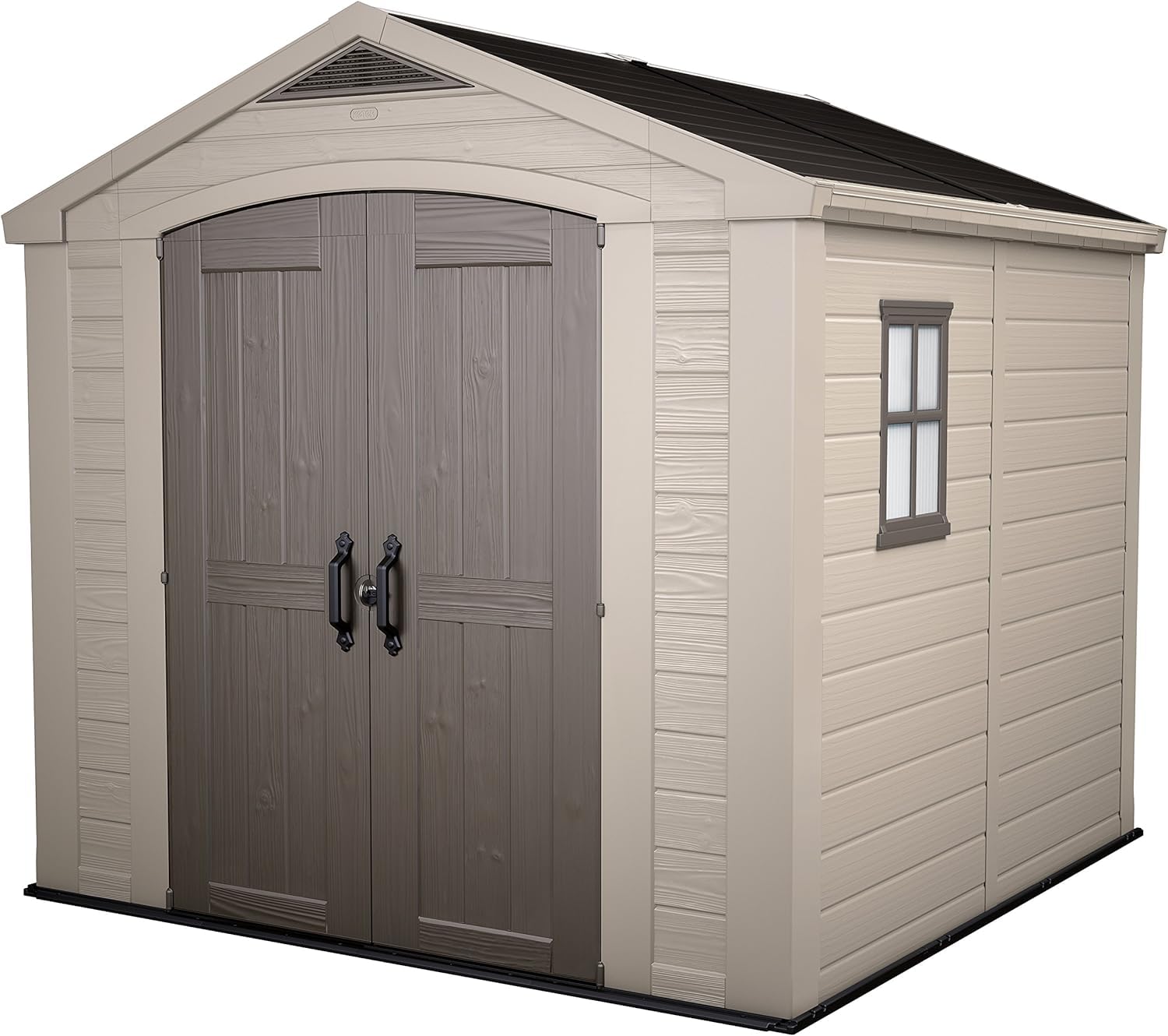 Plastic Garden Storage Shed 8 X 8 Ft Beige Double Doors Lockable Plastic Garden Storage Shed 8 X 8 Ft Beige Double Doors Lockable