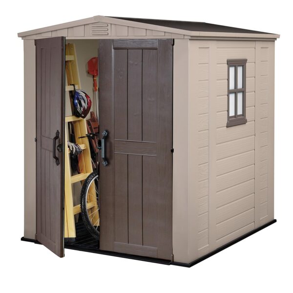 Resin Garden Storage Shed 6 X 6 Ft Beige Double Doors Lockable