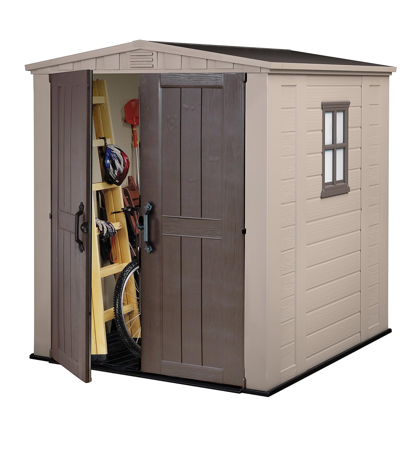 Resin Garden Storage Shed 6 X 6 Ft Beige Double Doors Lockable Resin Garden Storage Shed 6 X 6 Ft Beige Double Doors Lockable