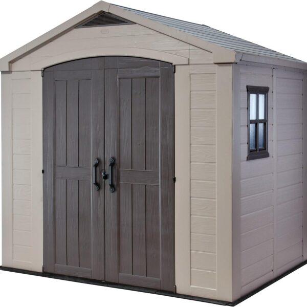 Resin Garden Storage Shed 8 X 6 Ft Brown Double Doors Lockable