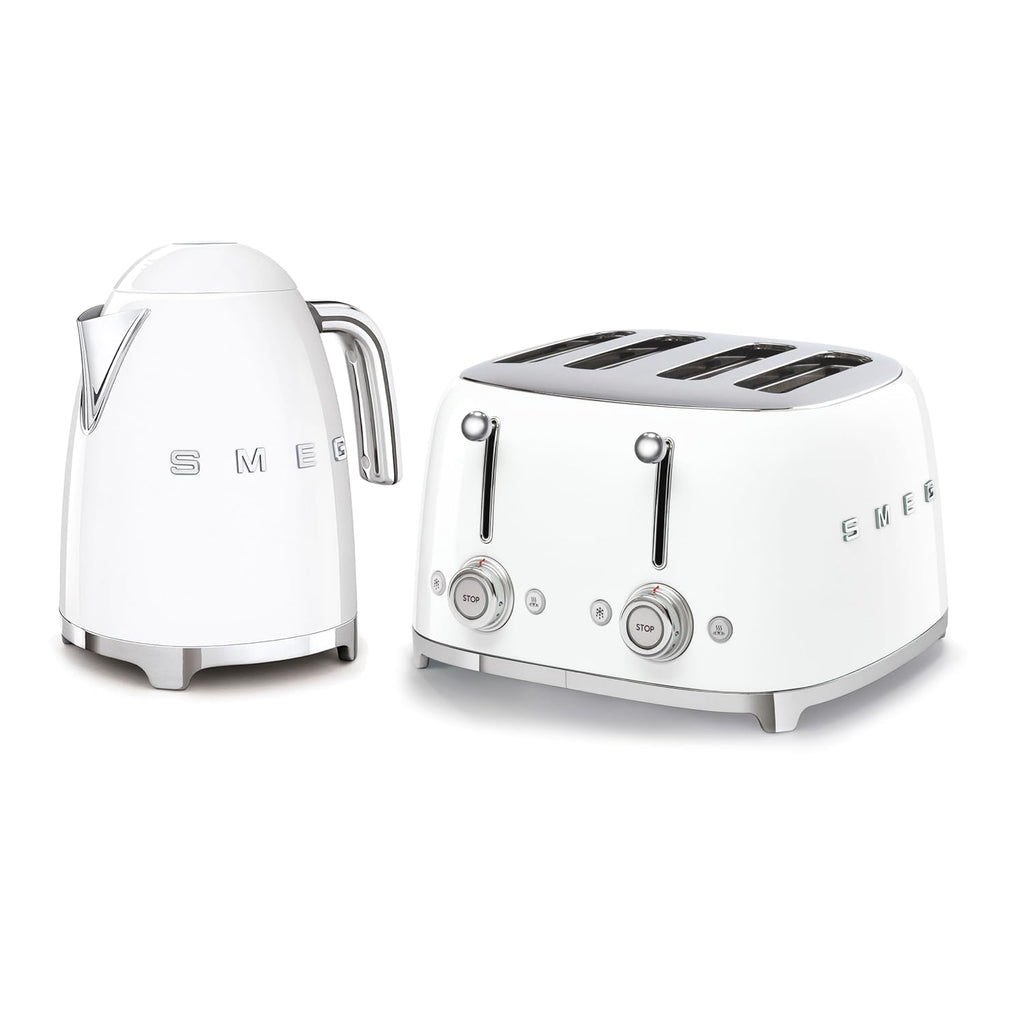 Retro Style Kettle And Toaster Set 1.7L 3000W 4-Slice 2000W White Retro Style Kettle And Toaster Set 1.7L 3000W 4-Slice 2000W White