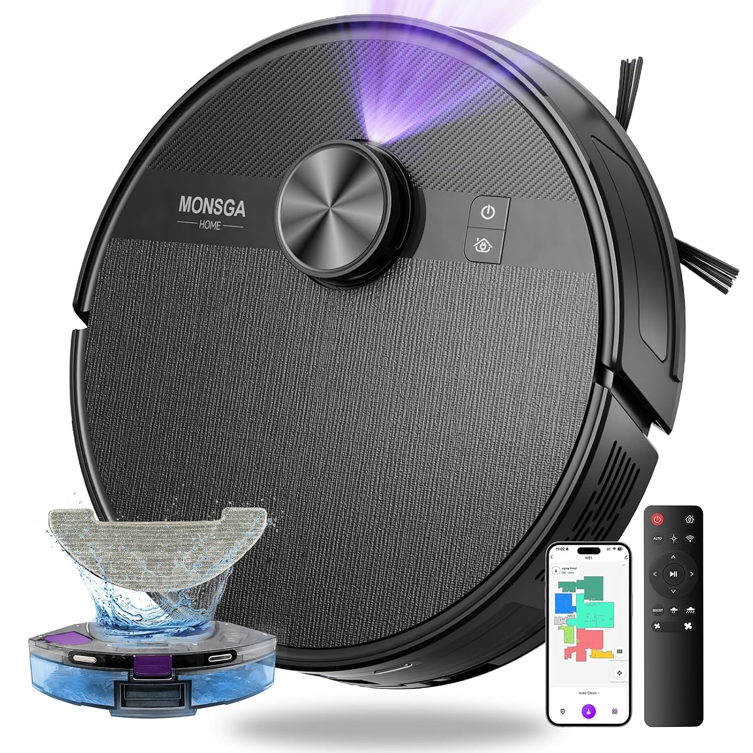 Robot Vacuum Cleaner 7000Pa LiDAR Navigation 180Mins Runtime Black Robot Vacuum Cleaner 7000Pa LiDAR Navigation 180Mins Runtime Black