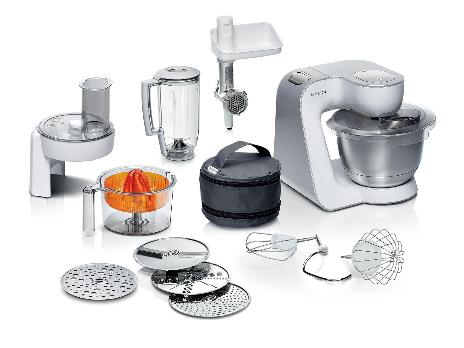Stand Mixer 7 In 1 1000W 3.9L Bowl 7 Speeds White Silver Stand Mixer 7 In 1 1000W 3.9L Bowl 7 Speeds White Silver