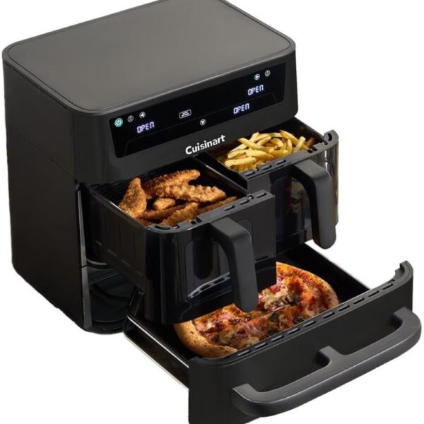 Tri Zone 13.6L Air Fryer Oven 3 Independent Cooking Zones PFAS-Free Black